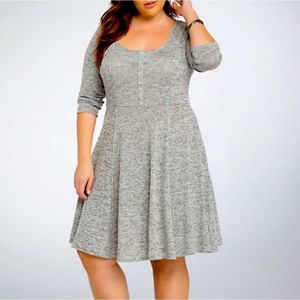Torrid Heather Grey Knit Henley Skater Dress Size 3